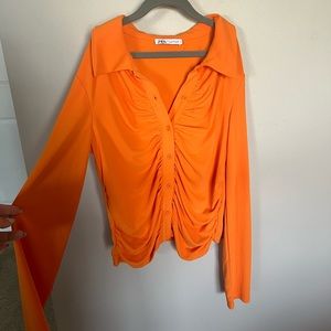 Ruched Zara Orange Top